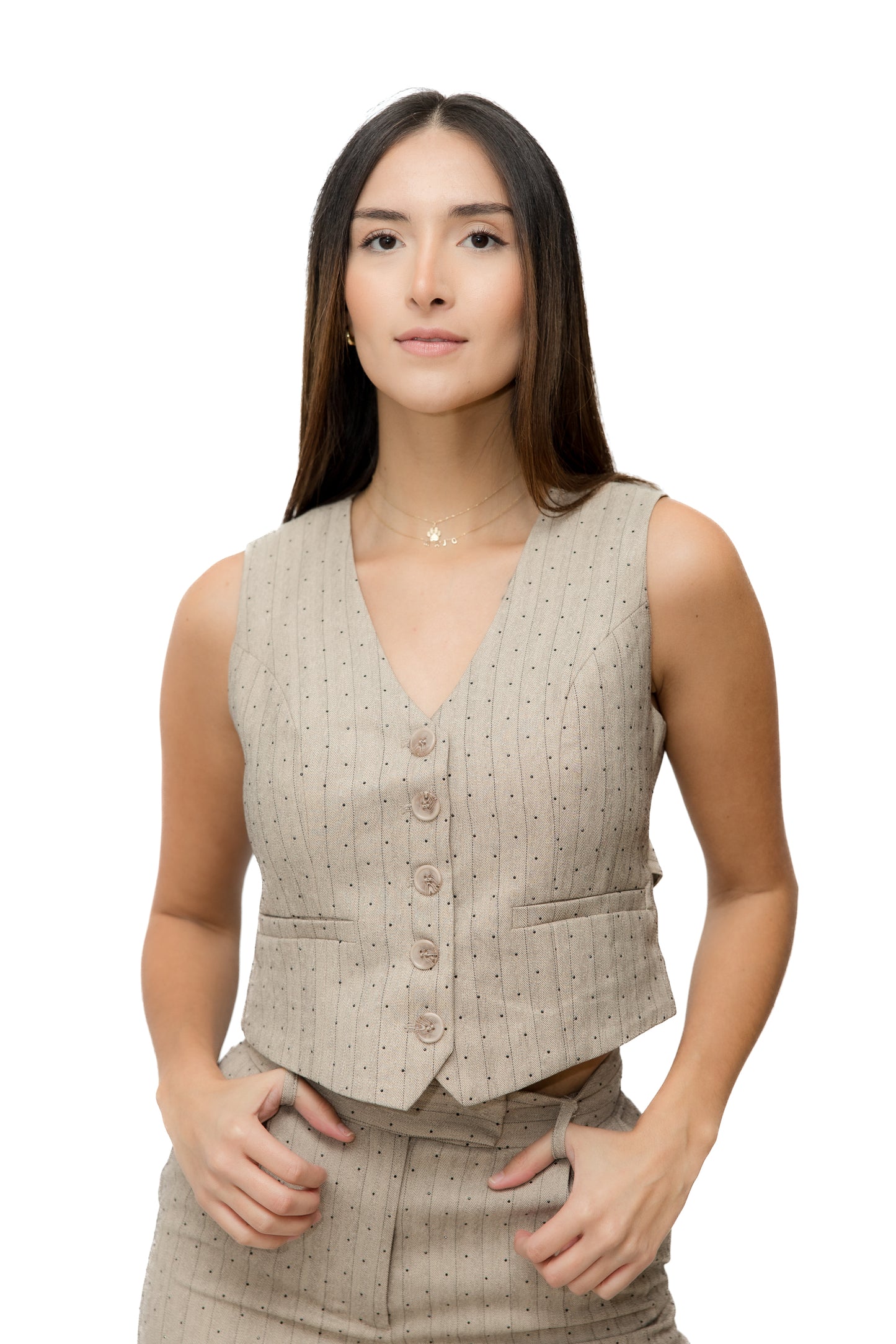 BEIGE VEST SET